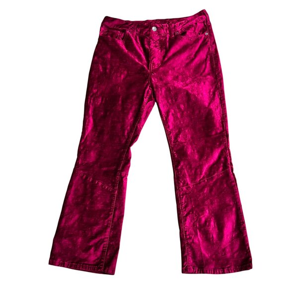 Free People Crushed Velvet Cropped Flared Pants, Magenta, 31 - Picture 12 of 13
